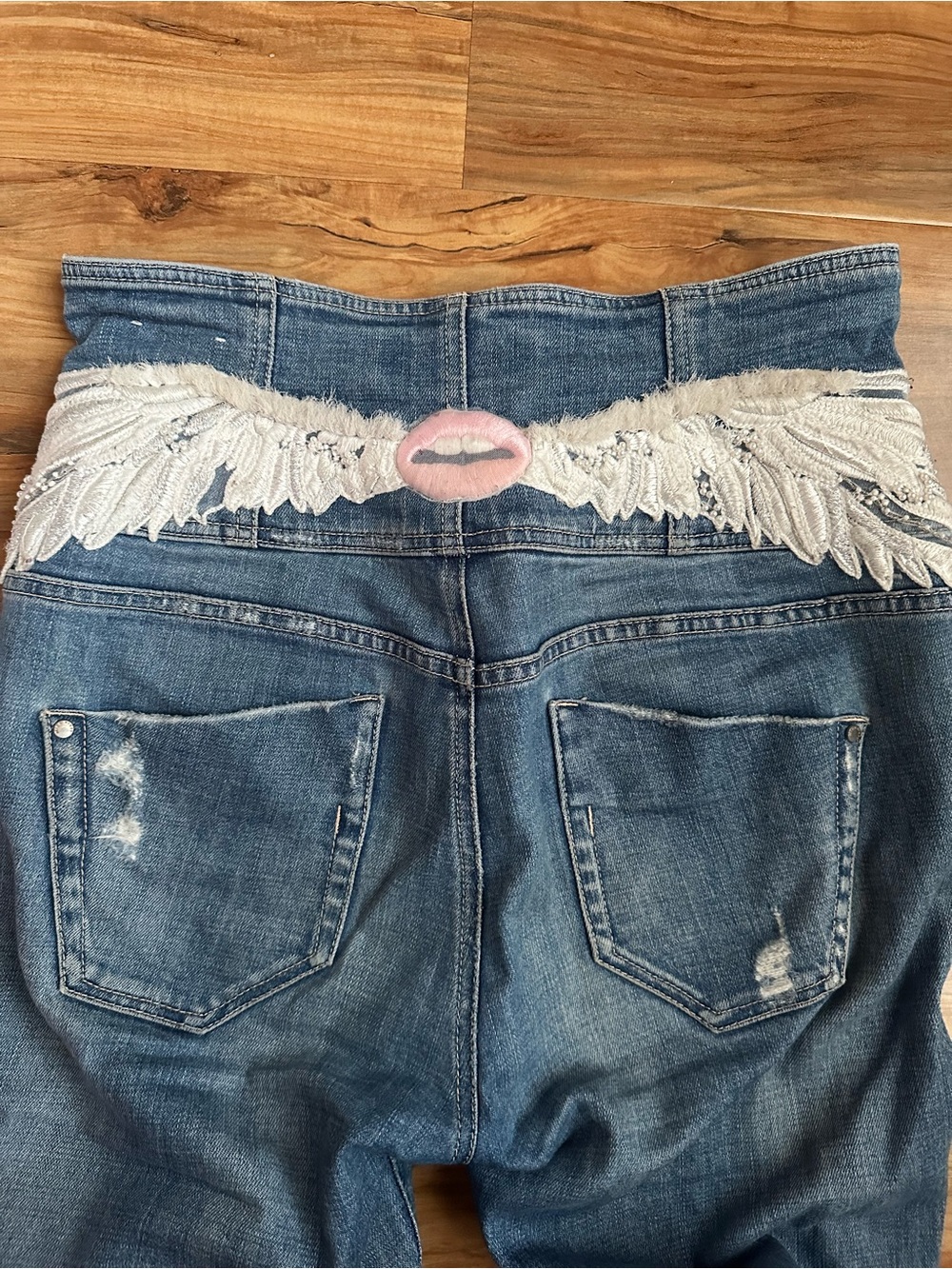 Miss Sixty Glenda High Waist Skinny Jeans Angel Wings and lips Size 27